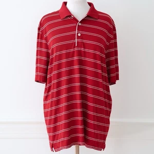 Cutter & Buck DryTec Red & White Striped Golf Polo Shirt Size Large - Picture 1 of 6