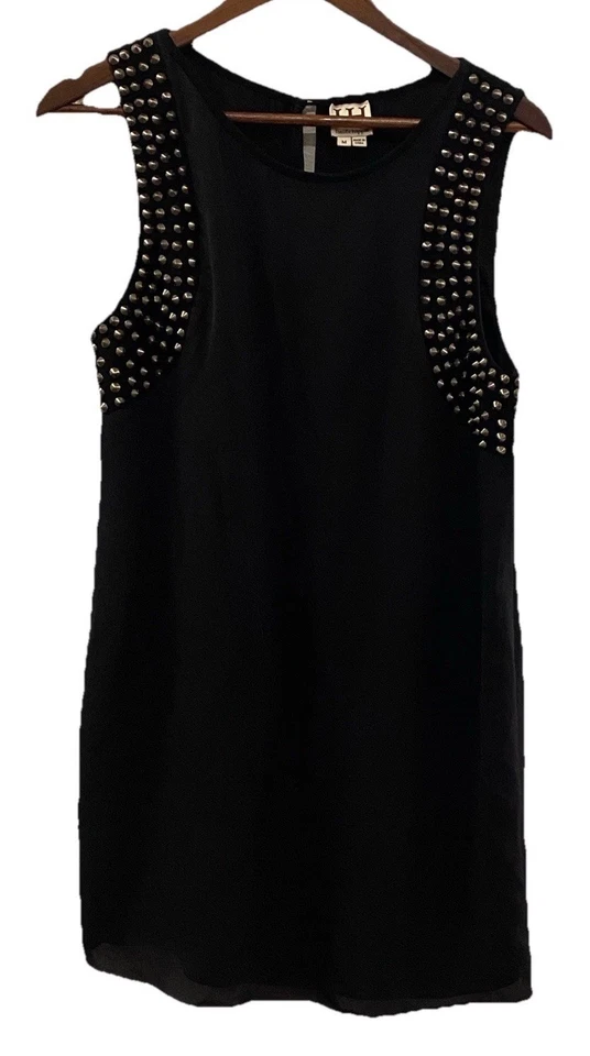 Haute Hippie spiked studded silk leather Trim dress Women’s Size Medium - Image 1 of 4