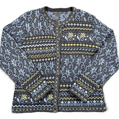 Cárdigan para mujer Nomadic Traders M vintage con patrón floral abotonado Foto 1 de 4