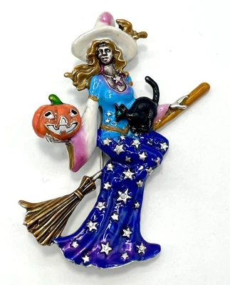 Kirks Folly Brooch Silver Tone Stella by Starlight Witch Pin Pendant New - Image 1 of 4