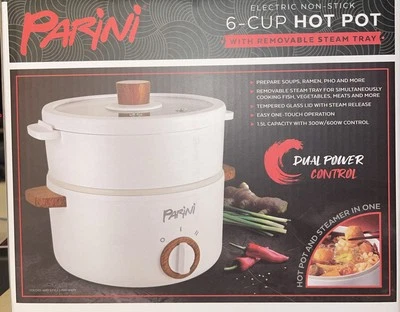 Parini 6 tazas olla caliente extraíble bandeja de vapor fo sopa ramen eléctrico antiadherente nuevo en caja Foto 1 de 3