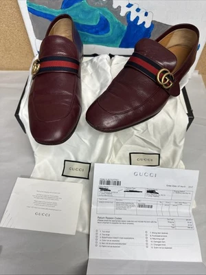 古驰皮革乐福鞋双 G 428609-D3VN0-6162 强红色男式美国 13.5 (G 13) — 第 1/4 张图片