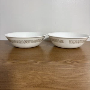 Vintage Corelle Woodland Pattern Brown 8 1/2 inch Serving Bowls Lot Of 2 - Picture 1 of 8