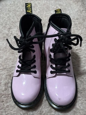 Dr Martens Docs Jóvenes Niños Talla 12 Zapatos Botas de Combate Cuero Rosa 1460 J Cremallera Foto 1 de 4