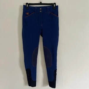Piper By Smartpak Wellesley Piped Knee-Patch Breech, Navy/Orange- Size 14 - Picture 1 of 9