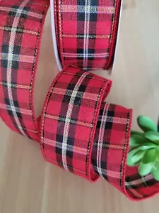 1,5 Zoll (5 Yards) verdrahtet kariert Weihnachten Band Geschenkverpackung Kränze Handwerk Schleifen - Bild 1 von 1