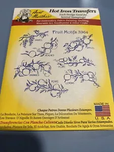 Aunt Marthas 3964- Fruit Motifs Embroidery Transfer Pattern - Picture 1 of 2