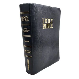 Holy Bible NIV New International Red Letter 2001 Zondervan Black Bonded Leather - Picture 1 of 14