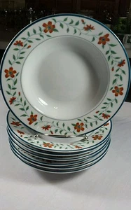 MARTHA STEWART MSE HARTRIEGEL BLUMENMUSTER GRÜNER RAND MUSTER MÜSLISCHALEN SUPPENSCHÜSSELN - Bild 1 von 4