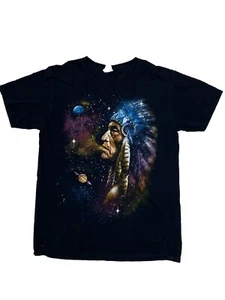 FRUIT OF THE LOOM BLACK CREW NECK SHORT SLEEVE TRIBE/GALAXY T SHIRT SIZE S - Picture 1 of 4
