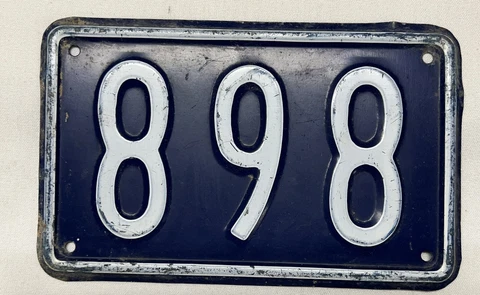 Antique  Enamel Porcelain French  House Number  Metal Sign  Number 898 Cover