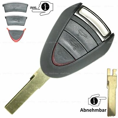 Carcasa de repuesto de llave de 3 botones en blanco para Porsche 987 Boxster 911 997 Carrera