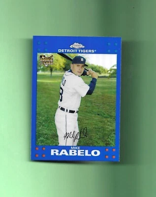 RARE! 2007 Topps Chrome BLUE REFRACTOR ROOKIE RC # 307 MIKE RABELO DETROIT TIGER - Image 1 of 2