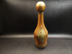 Vintage Schnaps 13,5" Dekanter Italienisch Leder Umwickelt Überzogen Flasche Löwe Italien - Bild 1 von 10