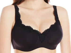 Le Mystere Lace Tisha Bra 965 Black 32D Underwire Full Coverage Seamless Support - Picture 1 of 9