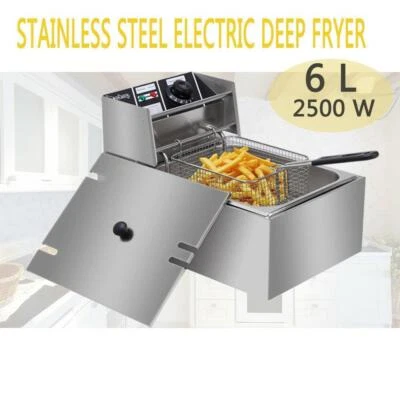 6L Electric Deep Fat Chip Fryer Non Stick Safe Healthy Food Frying Basket 2500W