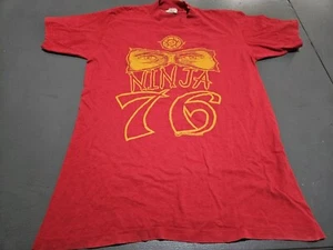 Red Men’s Vintage 1975 Ninja 1976 T-Shirt- Large - Preowned Med 38/40 Hi Cru Tag - Picture 1 of 5