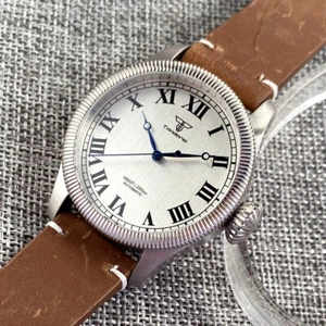 Reloj automático para hombre 39 mm Tandorio esfera plateada azul mano NH35A PT5000 marcas romanas - Imagen 1 de 10