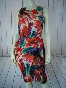 Ann TAylor Kleid 4 Mehrfarbig Asymmetrisch Struktur Ärmellos Viskose Baumwollmischung - Bild 1 von 12