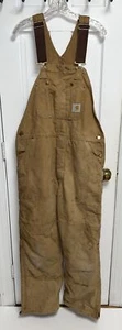 Mono con tirantes desgastado aislado de pato Carhartt R02 de colección doble rodilla 38 X 32 EE. UU. - Imagen 1 de 18