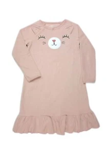 Carter's Girl's Peachy Pink Kitty Cat Fleece Cozy Nightgown, Pajama Gown - Picture 1 of 2