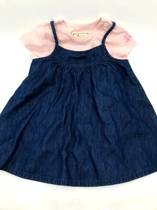 Levi's NEW Baby Girl Blue Jean Strap Denim Dress Pink Onies Size 12 Month - Picture 1 of 12