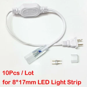 10pcs Power Cord Connector Line for W8mm x H17mm LED Neon Rope Lights 110V/220V - Picture 1 of 13