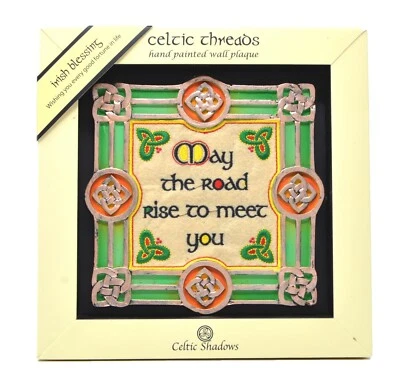 May the Road Rise to Meet You Wall Plaque Celtic Design Irish Saying Square 6.3" - Image 1 of 3