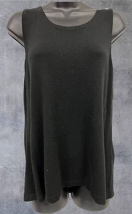 Chico's Women's Knit Tank Top Size 2 Sleeveless Black Round Neck - Picture 1 of 6