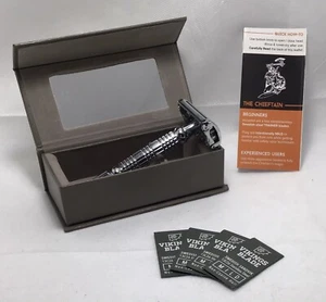 Vikings Blade The Chieftain Double Edge Safety Razor+4 Complimentary Blades New - Picture 1 of 7