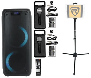 Rockville ROCK PARTY Dual 6.5" Karaoke Machine System w/LED's+Mics+Tablet Stand - Picture 1 of 12