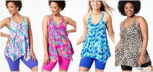 Conjunto Tankini Kim Gravel X Trajes de Baño Para Todos Trenza Trasera Top y Pantalones Cortos de Bicicleta A567722 - Imagen 1 de 7