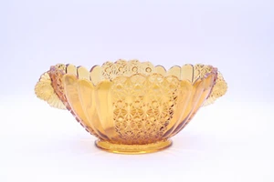 Fenton Amber Daisy and Button Bowl with Handles VIntage - AS IS - Chip on Base - Picture 1 of 23