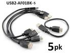 Внешний вид - 5-PACK 1ft. USB 2.0 A-Type Male to Female Black Extension Cable, USB2-AF01BK