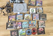ps1 console, controllers and games.