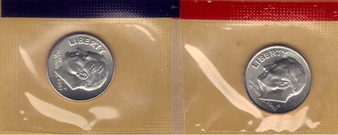 2003-P & D UNCIRCULATED BU ROOSEVELT DIMES IN MINT SET CELLO (2 coins) Cover