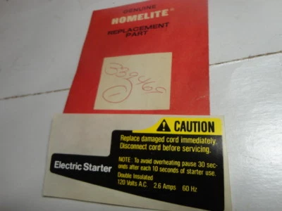 Homelite 339469 String Trimmer  Electric Starter Decal - Image 1 of 2