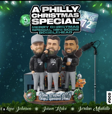 Philadelphia Eagles Merry Christmas Philly Mini Bobblehead Scene!  NIB IN HAND Cover