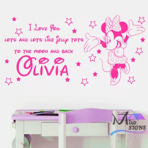I Love You Lots Personalised  Minnie Mouse Any Name in Disney Decal to moon - Picture 1 of 26