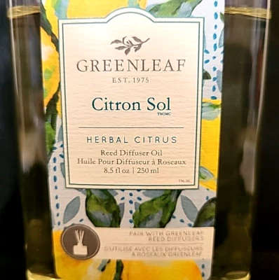 Aceite difusor de caña cítrica a base de hierbas Greenleaf Citron Sol 250 ml 8,5 fl oz 90 % completo Foto 1 de 4