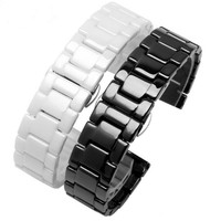 14-22mm Solid Ceramic Watch Strap Butterfly Buckle Replacement Watch Band Strap