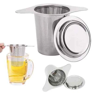Tee-Ei Netz Loseblatt Kräutersieb Griff Edelstahl Filter mit Deckel - Bild 1 von 12