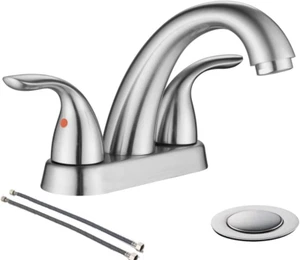 Phiestina Centerset 4 Inch Brushed Nickel 2 or 3 Holes Stainless Steel Bathroom  - Picture 1 of 12