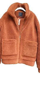 Elodie Teddy Mantel Damen Größe SM durchgehender Reißverschluss Sherpa Taschen BRAUN Jacke - Bild 1 von 5