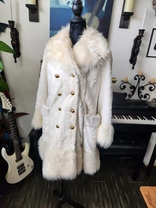 Vintage SEARS Fashions TIMME-TATION Ivory Faux Fur Coat Medium - Picture 1 of 14