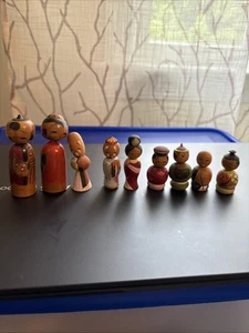 Vintage japanische handbemalte Kokeshi Holzpuppe? Nodders Bobbleheads - Bild 1 von 6