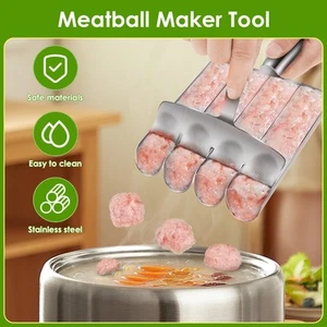 Meatball Making Tool Stainless Steel 4 In 1 Meatball Maker Long Handle SmVCe - Picture 1 of 12