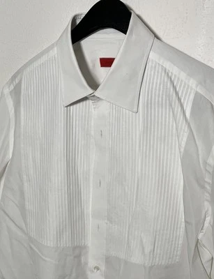 Camisa de esmoquin formal de lujo de puño francés de algodón blanco liso ISAIA para hombre 16,5-34 Foto 1 de 4