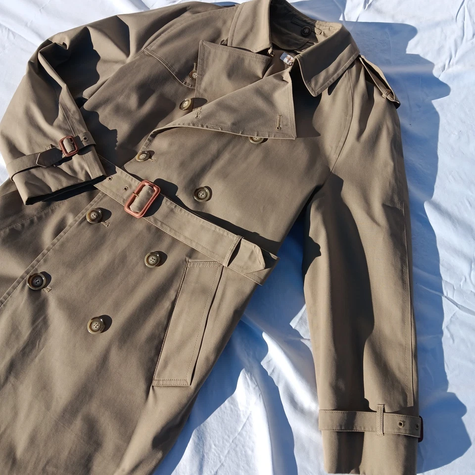 Vintage Brooks Brothers Coat Mens 36 Reg Tan Trench Rain Belted Wool Liner - Image 1 of 4
