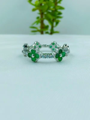Natürlicher Smaragd Ring Eternity 925 Silber zierlicher Ring Geburtsstein... - Bild 1 von 4